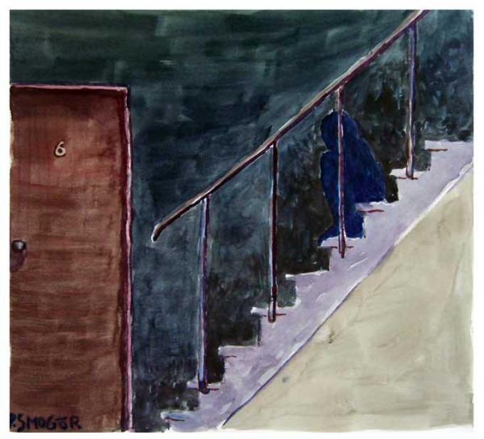 Cień na schodach, akwarela na papierze, 2009