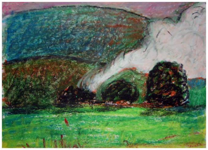Dym, pastel na papierze, 2007