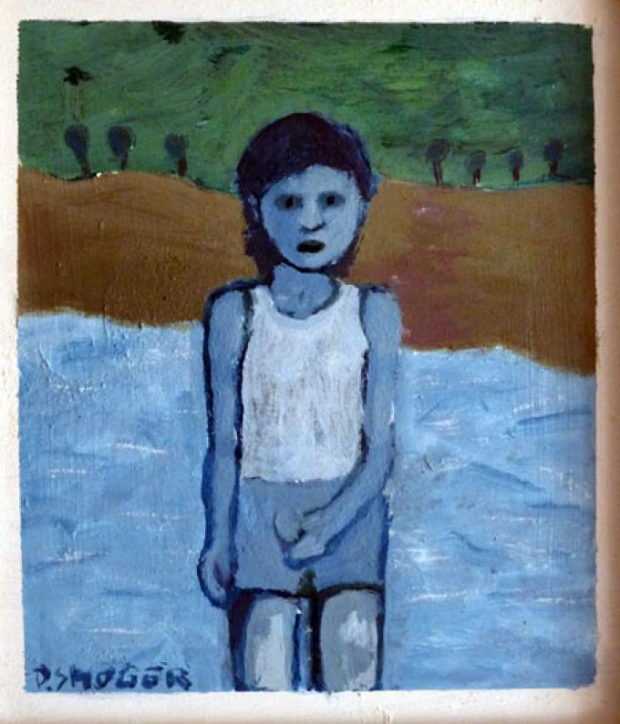 Niebieski chłopiec, akryl na dykcie, 21.03.2009, Kłodzko
